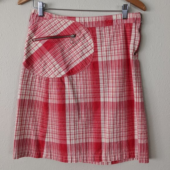 Mng Plaid A-Line Skirt with Exposed Zippers Sz 6 - Picture 2 of 8